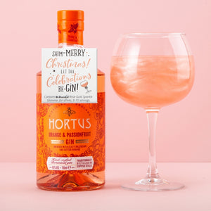Shim-Merry Christmas! Let the celebrations beGIN! Bottle tag containing ROSE GOLD shimmer