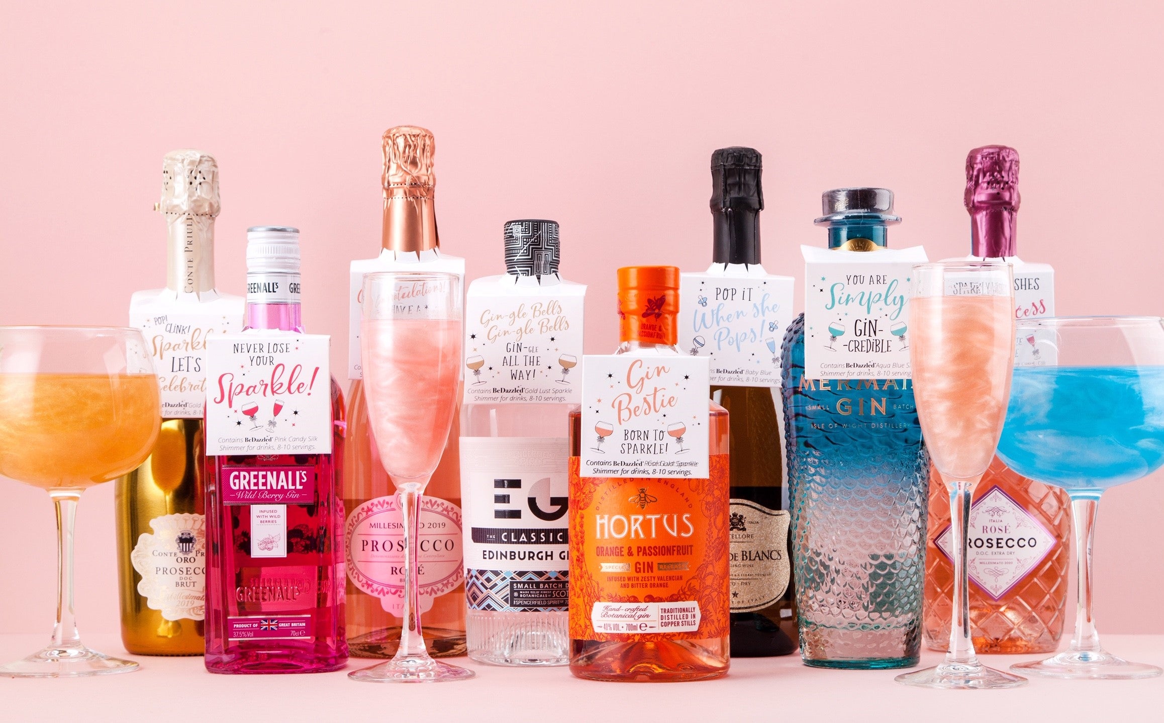 Christmas is too Sparkly...said no one ever - bottle neck gift tag containing PINK drinks shimmer