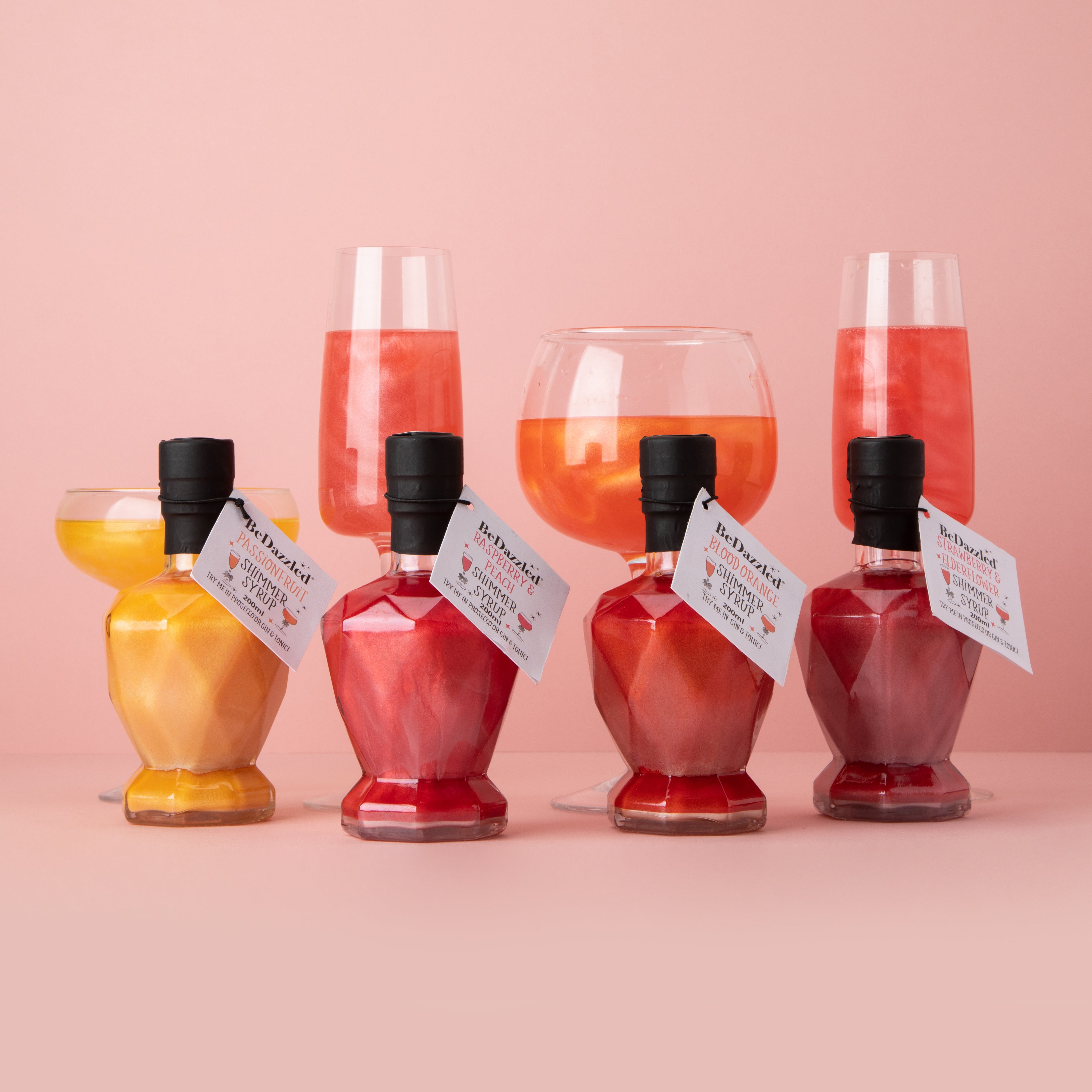 Raspberry & Peach Shimmer Syrup 200ml Diamond Bottle