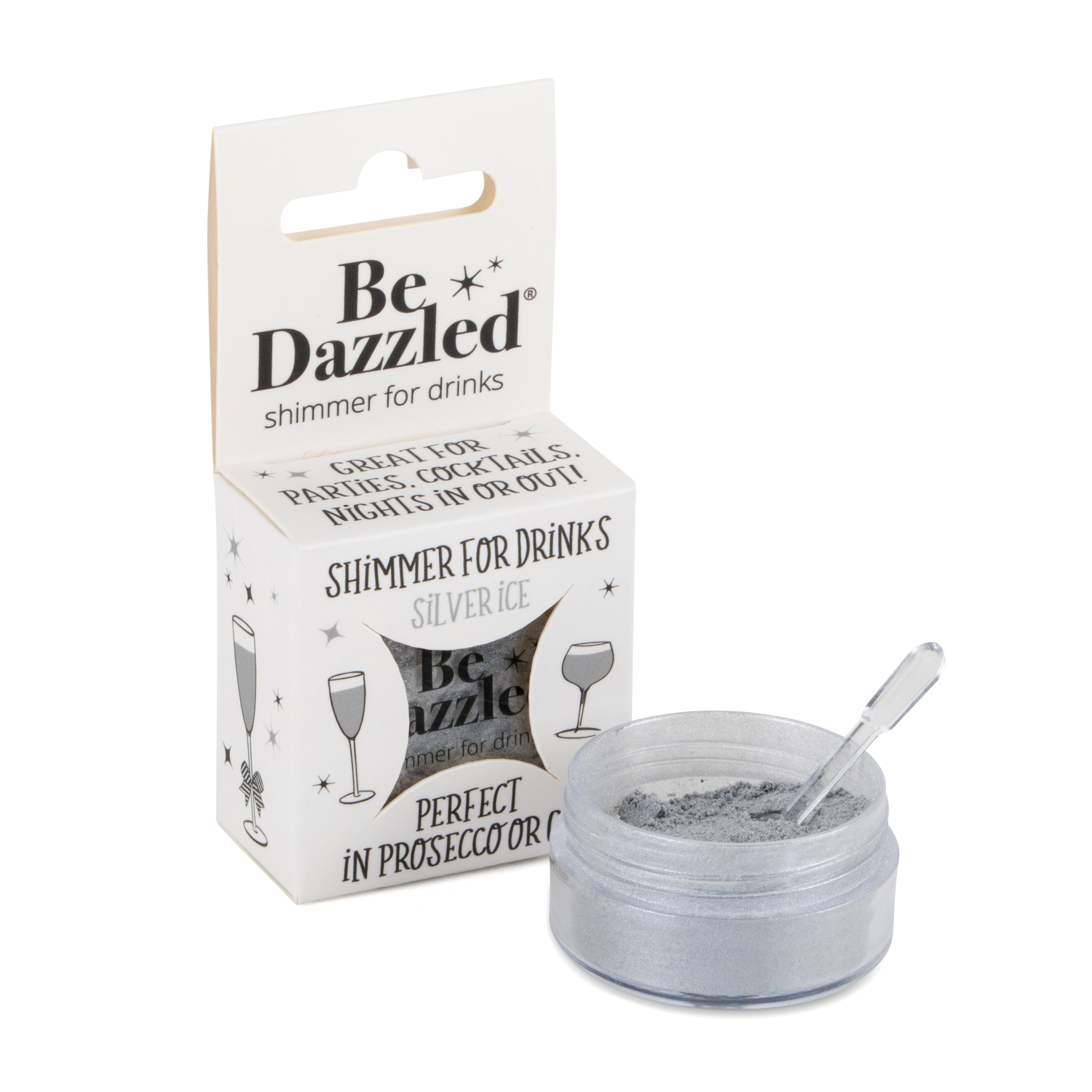Silver Ice Silk Shimmer 2.5g pot - serves 25-30 flutes of fizz